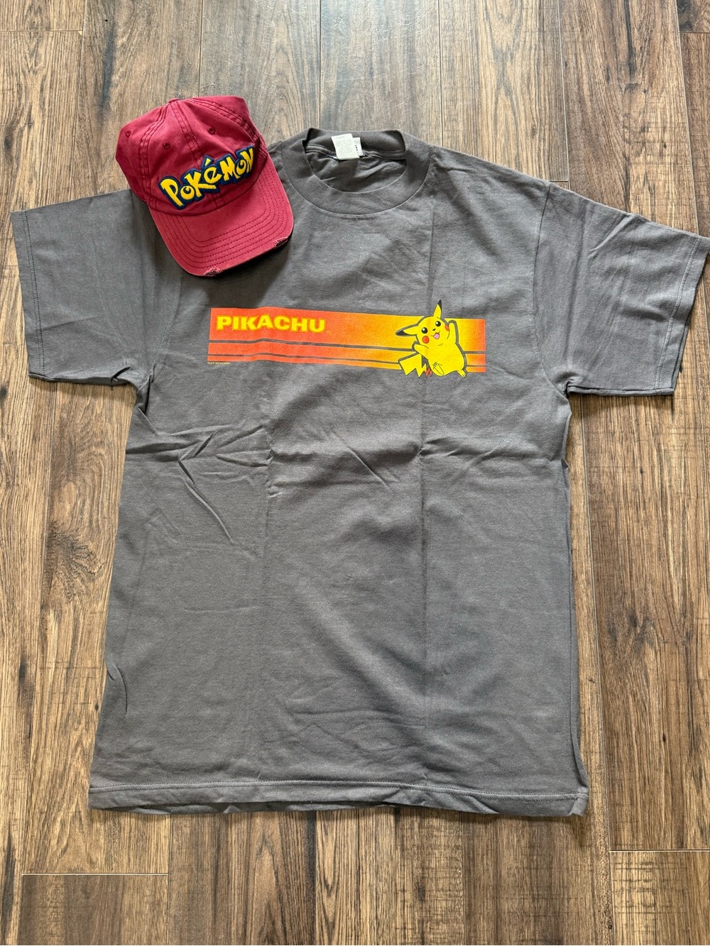 Vintage Nintendo Gray Tee with Yellow and Orange Pikachu Print NWT